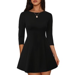 RUMIA Cocktail Dresses for Women A-Line Boat Neck Mini Dress (XS-2XL)