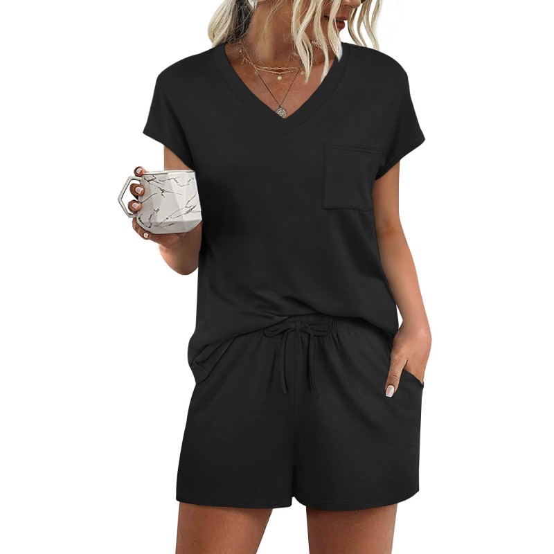 RUMIA Pajamas for Women 2 Piece Cap Sleeve Lounge Short Sets with Pockets (S-3XL)