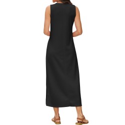 RUMIA Women's Maxi Dresses Casual Summer Elegant Side Slit Dress with Pockets (S-XXL)