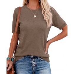 RUMIA Short Sleeve Sweaters for Women Lightweight Loose Business Casual Tops (XS-XXL)