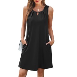 Summer Dresses for Women Sleeveless Beach Vacation Coverup with Pockets (S-2XL)