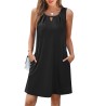 Summer Dresses for Women Sleeveless Beach Vacation Coverup with Pockets (S-2XL)