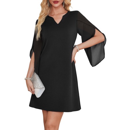 RUMIA Cocktail Dresses for Women Chiffon Sleeve Wedding Guest Dress (XS-3XL)