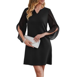 RUMIA Cocktail Dresses for Women Chiffon Sleeve Wedding Guest Dress (XS-3XL)