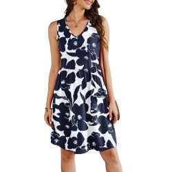 Summer Sleeveless Casual Dresses with Pockets for Women Beach Vacation Coverup