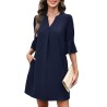 RUMIA Summer Dresses for Women 2025 V Neck Ruffle Short Sleeve Casual Dress with Pockets