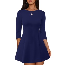 RUMIA Cocktail Dresses for Women A-Line Boat Neck Mini Dress (XS-2XL)