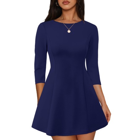 RUMIA Cocktail Dresses for Women A-Line Boat Neck Mini Dress (XS-2XL)