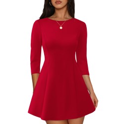 RUMIA Cocktail Dresses for Women A-Line Boat Neck Mini Dress (XS-2XL)